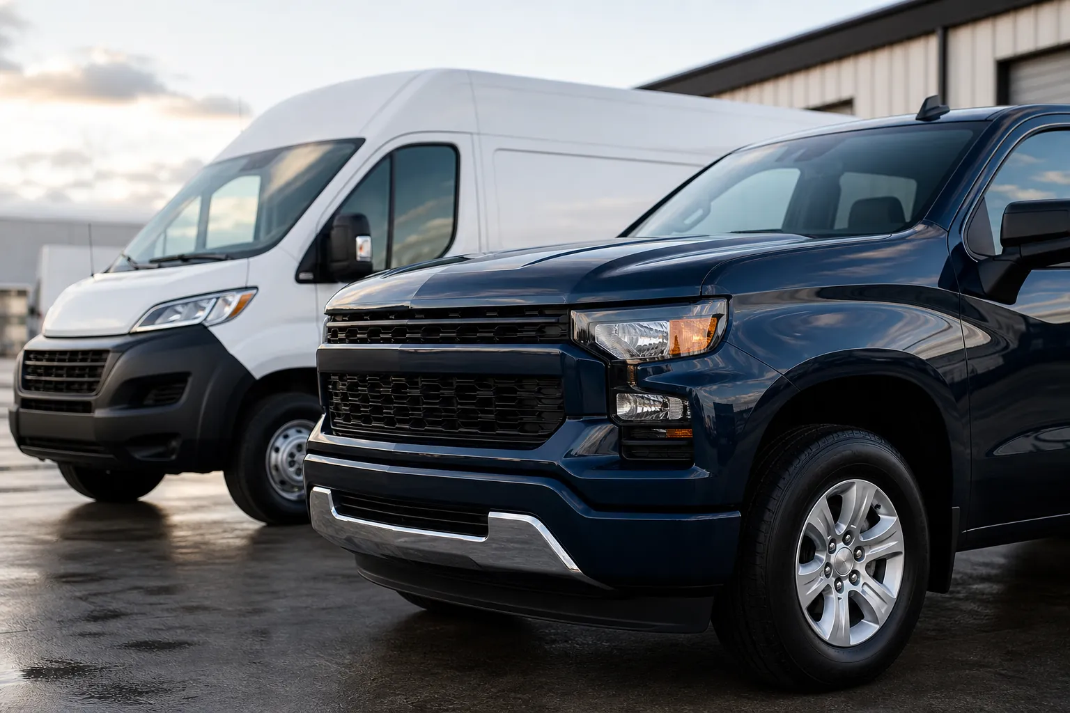 Close-up of a freshly cleaned fleet vehicle